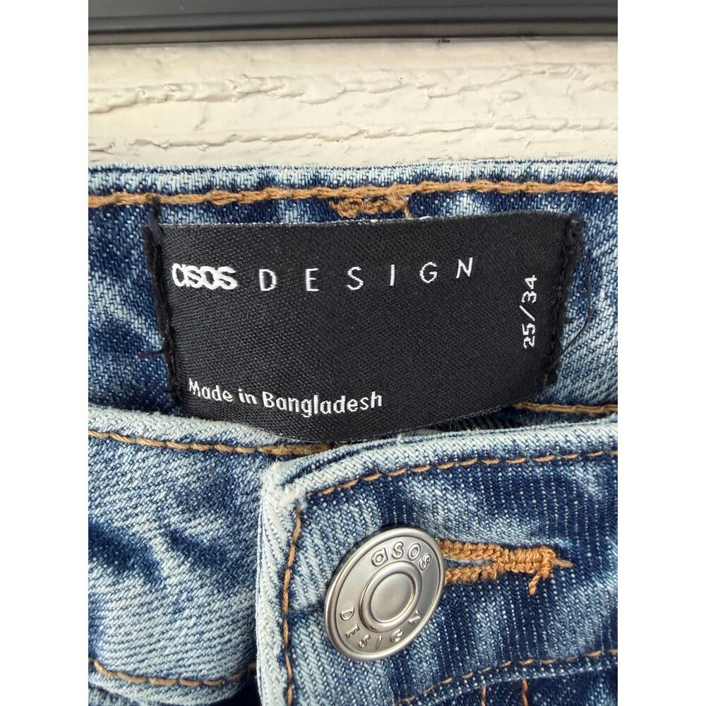 ASOS Design 25x34 High Rise Mom Jeans Vintage Wash Straight Leg Denim - Picture 5 of 9